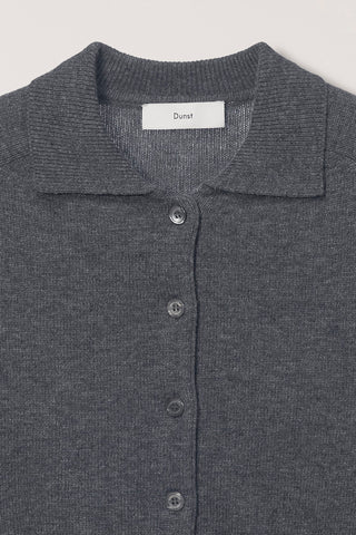 UNISEX COLLARED KNIT CARDIGAN MELANGE GREY
