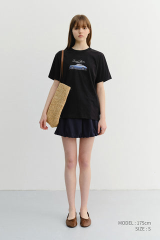 UNISEX SUMMER HOLIDAY CAR T-SHIRT BLACK