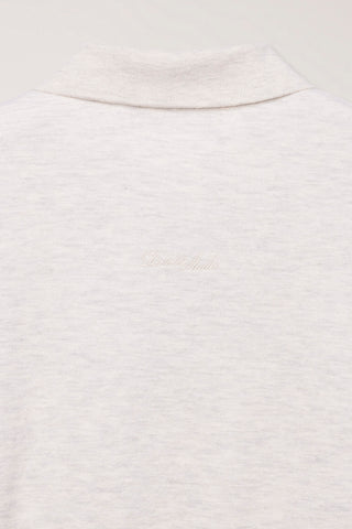 UNISEX LEATHER LOGO COLLARED T-SHIRT OATMEAL MELANGE