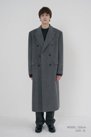 UNISEX TAILORED DOUBLE-BREASTED CASHMERE COAT MELANGE GREY