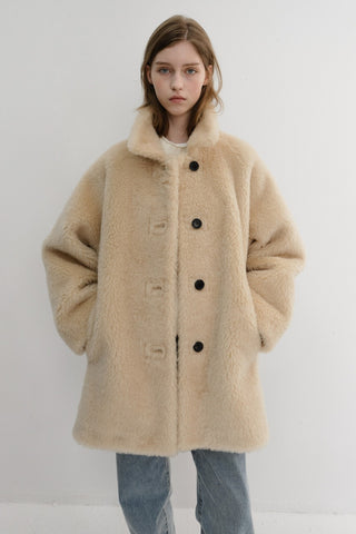 FLUFFY FUR JACKET CREAM BEIGE