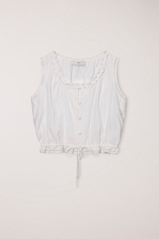 FRILL SLEEVELESS BLOUSE WHITE