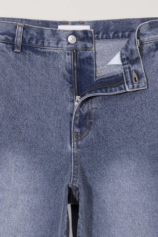 STRAIGHT SLACK JEANS GREYISH LIGHT BLUE