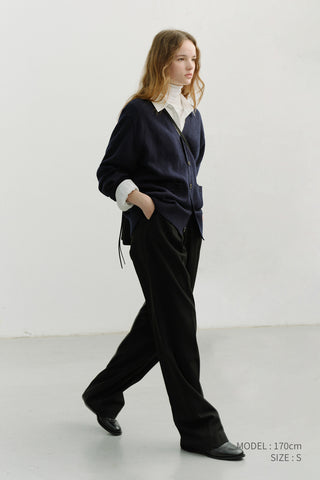 DOUBLE PLEATED SLACKS BLACK