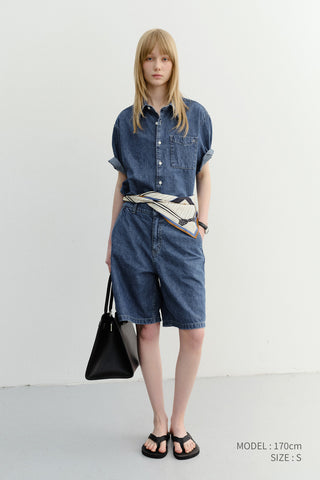 UNISEX LINEN DENIM SHIRT CLASSIC BLUE