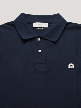 UNISEX LEATHER LOGO POLO SHIRT NAVY