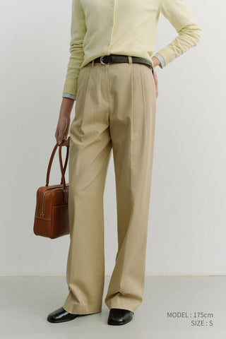 DOUBLE PLEATED CHINO SLACKS BEIGE
