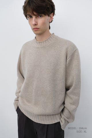 UNISEX CHUNKY ROLL NECK SWEATER LIGHT PEBBLE