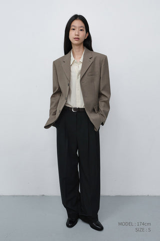 UNISEX CLASSIC 3 BUTTON WOOL BLAZER KHAKI BEIGE