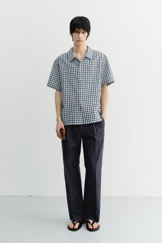UNISEX CHECKED PAJAMA SHIRT NAVY CHECK