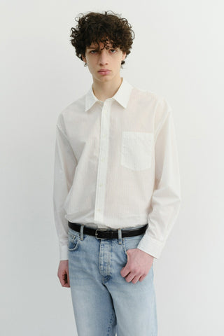 UNISEX SUMMER BREEZE STRIPED OVERSHIRT WHITE