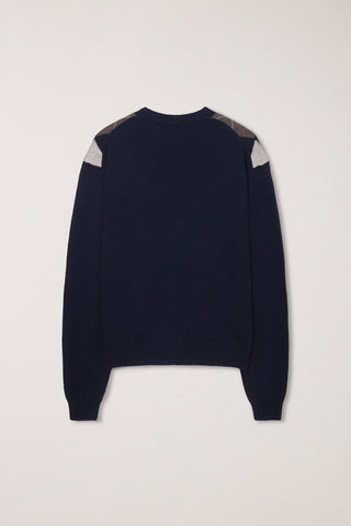 UNISEX ARGYLE CREWNECK SWEATER NAVY