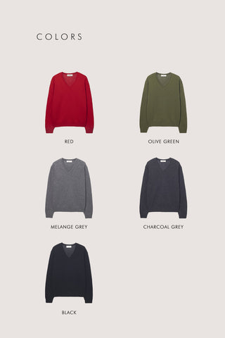 UNISEX CASHMERE V-NECK SWEATER CHARCOAL GREY