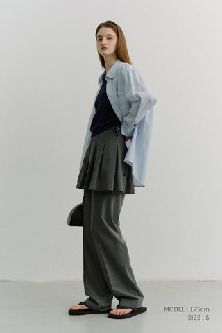 PLEATS MINI SKIRT GREY STRIPE