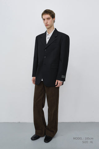 UNISEX REFINED MASCULINE WOOL BLAZER BLACK