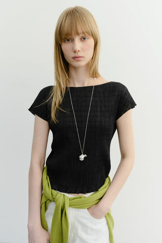 PLEATS BLOUSE BLACK