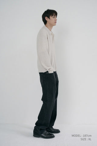 UNISEX HAIRY COLLARED SWEATER IVORY