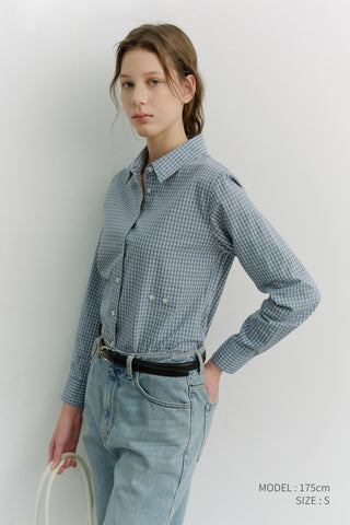 2-WAY ESSENTIAL CHECKED SHIRT BLUE CHECK