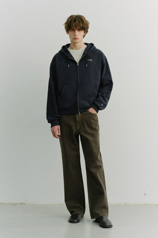 UNISEX CROPPED ZIP-UP HOODIE NAVY