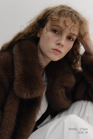 CROPPED FUR JACKET BROWN