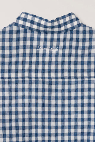 UNISEX CHECKED PAJAMA SHIRT NAVY CHECK