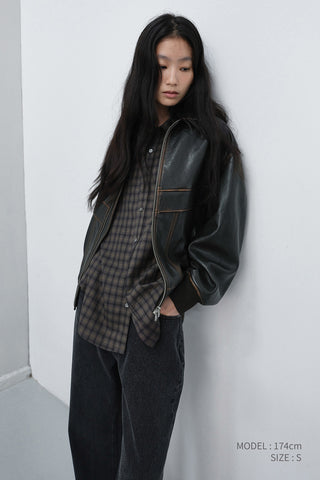 UNISEX CHECKED FLANNEL SHIRT KHAKI