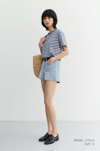 UNISEX STRIPED T-SHIRT BLUE IVORY