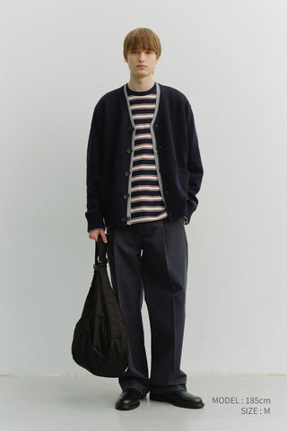 PLEATED CHINO SLACKS NAVY
