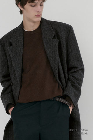 UNISEX BOXY TAILORED COAT GREY HERRINGBONE