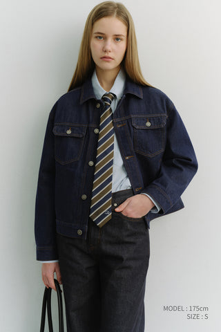UNISEX DENIM TRUCKER JACKET INDIGO NAVY