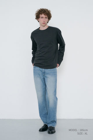 UNISEX MUTED STRIPED T-SHIRT CHARCOAL