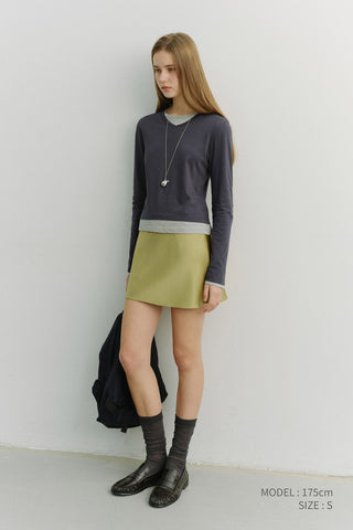 SATIN MINI SKIRT SOFT OLIVE
