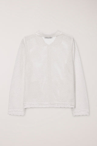 CROCHET COLLARED CARDIGAN IVORY
