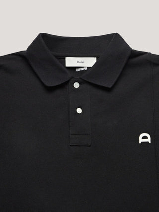 UNISEX LEATHER LOGO POLO SHIRT BLACK