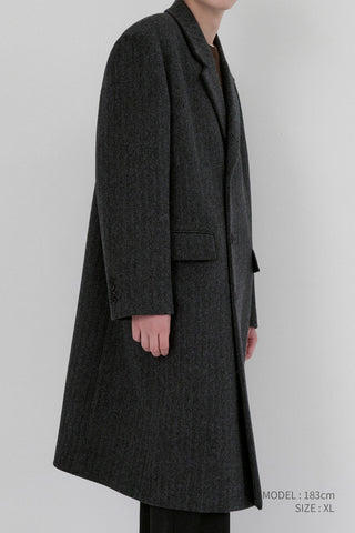 UNISEX BOXY TAILORED COAT GREY HERRINGBONE