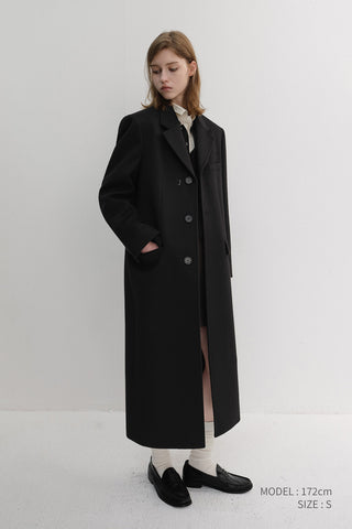 UNISEX 2-WAY 3 BUTTON CASHMERE COAT BLACK