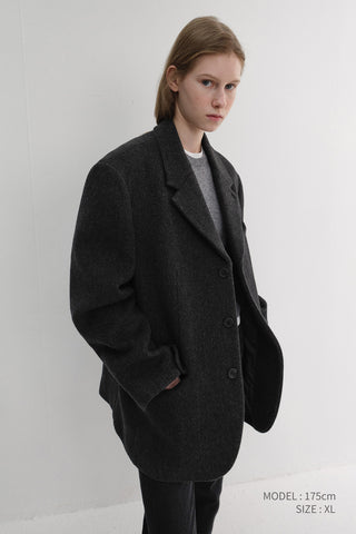 UNISEX 3 BUTTON WOOL BLAZER CHARCOAL GREY