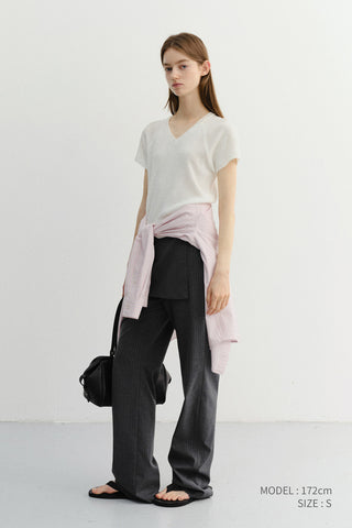 SUMMER LINEN V-NECK KNIT IVORY