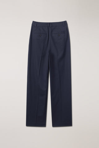 DOUBLE PLEATED CHINO SLACKS NAVY