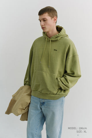 UNISEX GARMENT DYED HOODIE OLIVE GREEN