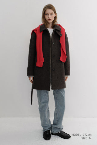 BELTED HALF COAT BROWN