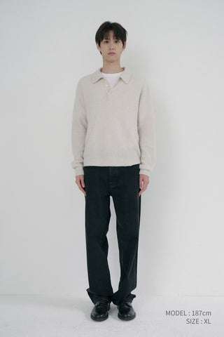 UNISEX HAIRY COLLARED SWEATER IVORY