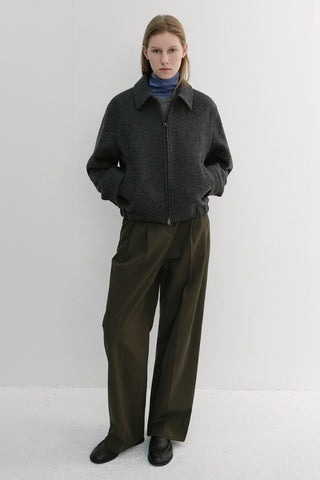 UNISEX COLLARED WOOL BLOUSON CHARCOAL GREY