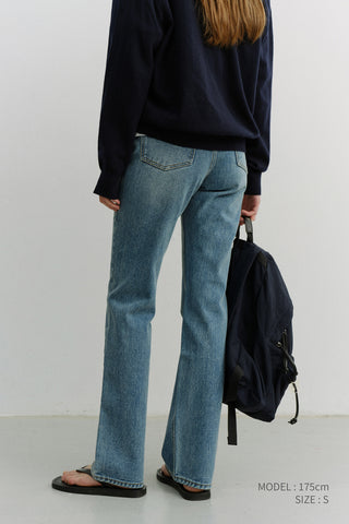 ESSENTIAL SEMI BOOT-CUT JEANS BRUSHED BLUE