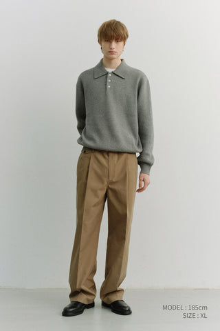 UNISEX CASHMERE COLLARED SWEATER MELANGE GREY
