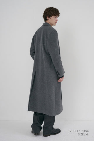 UNISEX TAILORED DOUBLE-BREASTED CASHMERE COAT MELANGE GREY