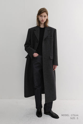 UNISEX 2-WAY 3 BUTTON COAT GREY STRIPE