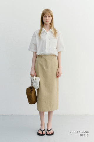 H-LINE COTTON LONG SKIRT BEIGE