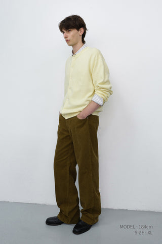 UNISEX CREWNECK KNIT CARDIGAN LEMON BUTTER