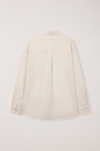 UNISEX CLASSIC STRIPED BD OVERSHIRT BEIGE